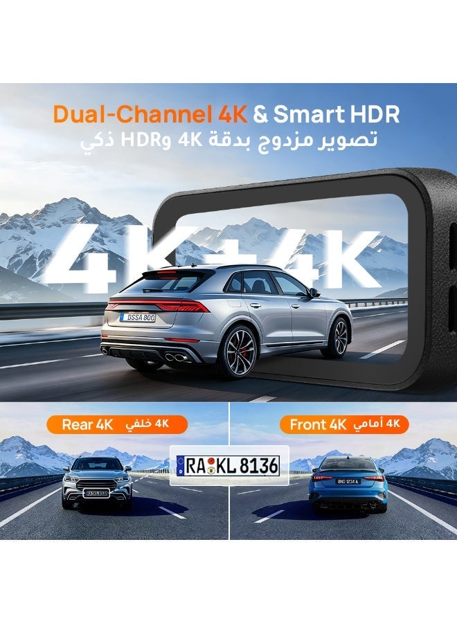 70mai 4K + 4K Dash Cam A900, Front and Rear Car Camera, Supercapacitor, Dual HDR, Night Vision, GPS, Wi-Fi 6, Loop Recording, Optional 24H Parking Mode - Image 4