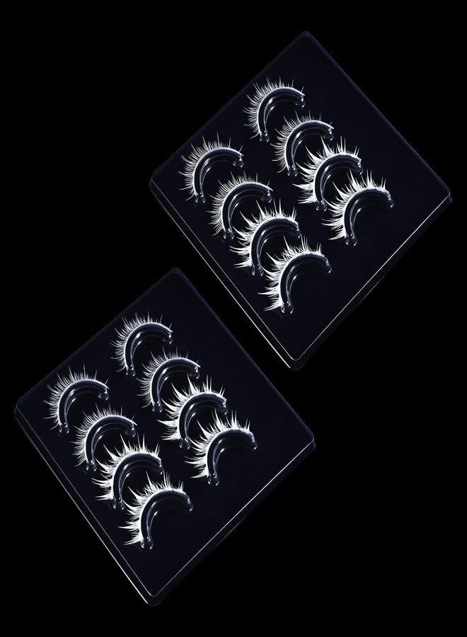 Thrymme White Eyelashes, 2 Pairs of White Lashes with Invisible Band & Spiky Manga Style for Party & Photo Shoots, Anime Events - Image 1