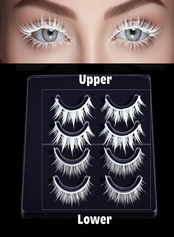 Thrymme White Eyelashes, 2 Pairs of White Lashes with Invisible Band & Spiky Manga Style for Party & Photo Shoots, Anime Events - Image 2