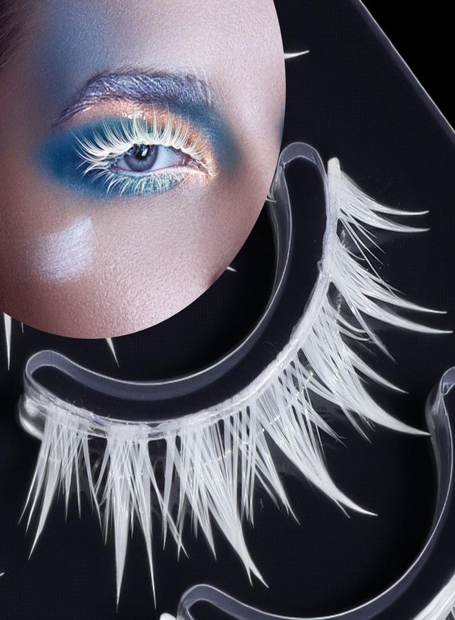 Thrymme White Eyelashes, 2 Pairs of White Lashes with Invisible Band & Spiky Manga Style for Party & Photo Shoots, Anime Events - Image 4