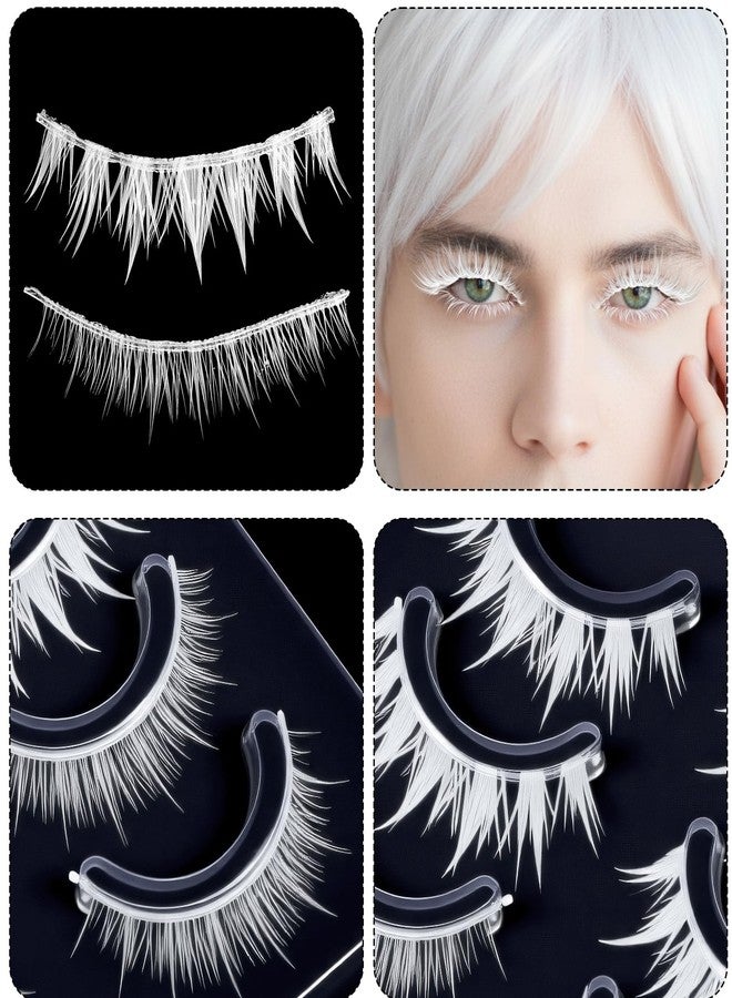 Thrymme White Eyelashes, 2 Pairs of White Lashes with Invisible Band & Spiky Manga Style for Party & Photo Shoots, Anime Events - Image 5