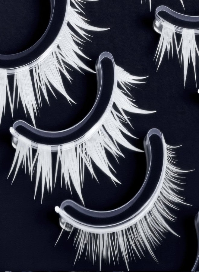 Thrymme White Eyelashes, 2 Pairs of White Lashes with Invisible Band & Spiky Manga Style for Party & Photo Shoots, Anime Events - Image 3