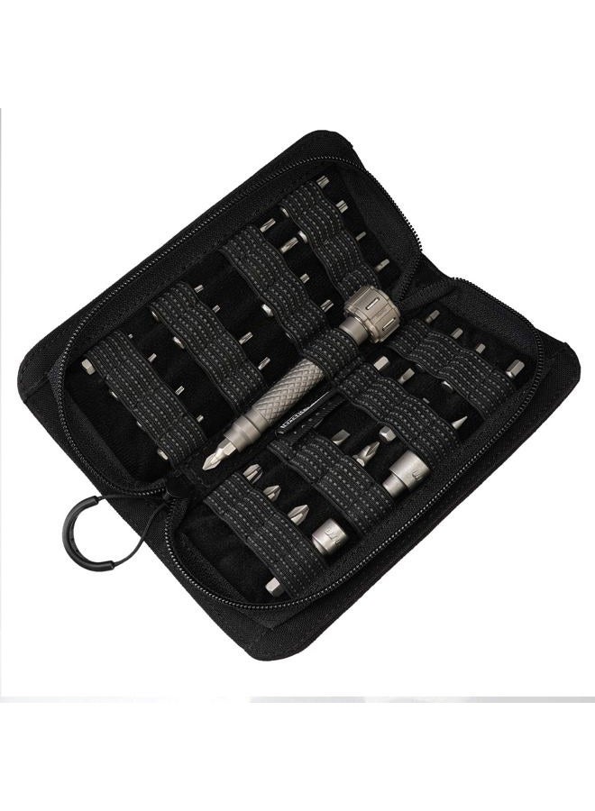 MecArmy SDG1 SDG2 Portable 33-in-1 Titanium Screwdriver Set with 500D CORDURA Nylon Waterproof Pouch, Multifunctional 1/4" inch Hex Key Screwdriver Tool Kits for Precise Repair (SDG2, Sandblasted) - Image 1