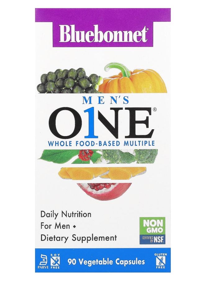 Bluebonnet Nutrition Men's ONE Whole Food-Based Multiple 90 Vegetable Capsules  - Image 1