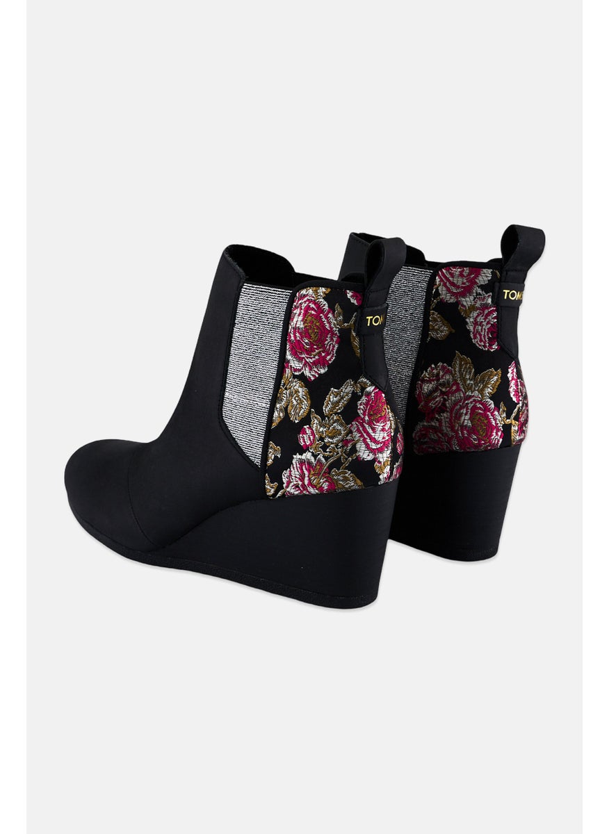 TOMS Women Kayley Slip On Floral Ankle Boots, Black  - Image 2