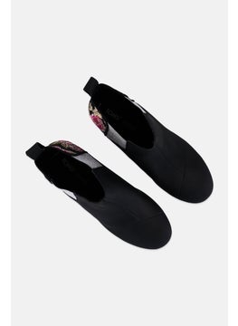 TOMS Women Kayley Slip On Floral Ankle Boots, Black  - Image 4