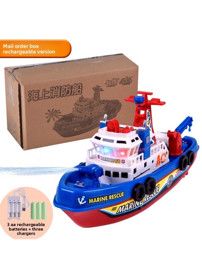 نموذج قارب ناري كهربائي للأطفال، لعبة حمام، سفينة مع الموسيقى والضوء، رش الماء، تطوير ذكي، ألعاب بلاستيكية - المواصفات: نسخة شحن صندوق التجارة الإلكترونية - Image 1