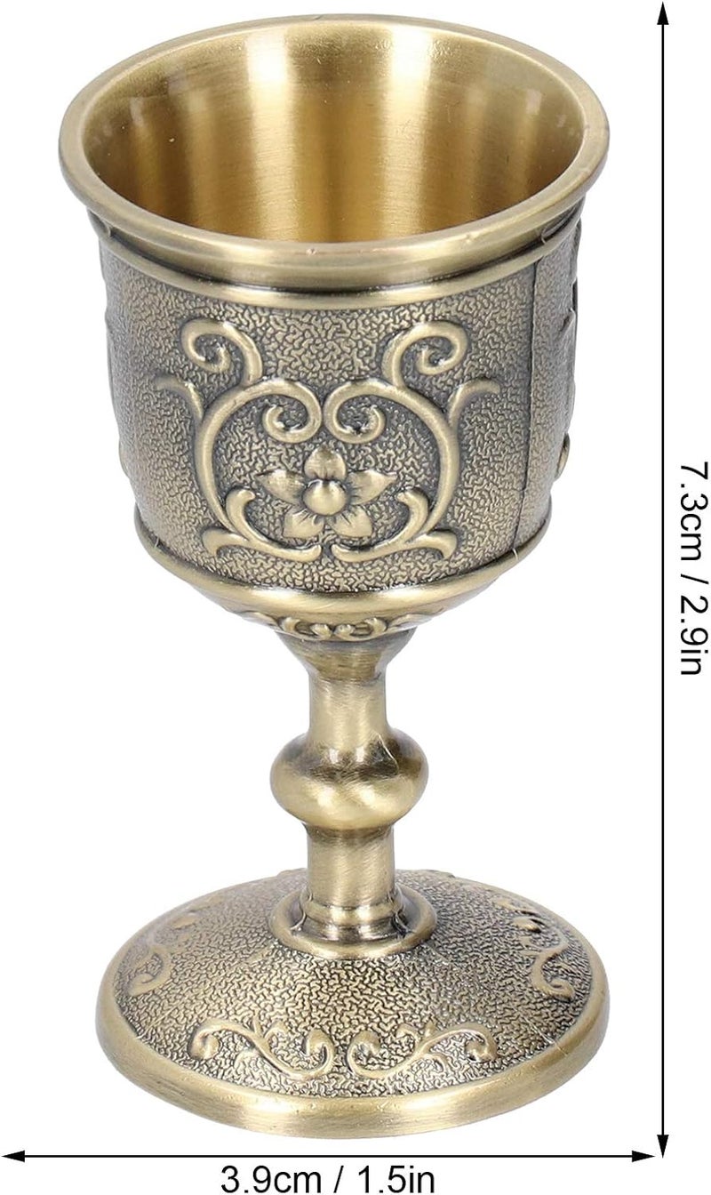 Embossed Bronze Cup Medieval Goblet for Milk and Wine, Metal, Ideal Weddings (S) - Image 3