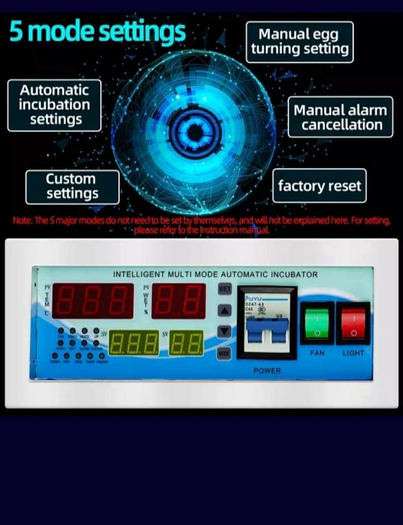 جهاز تحكم تلقائي كامل لدرجة الحرارة والرطوبة وحاضنة البيض الصناعية متعددة الوظائف نموذج Xm18E - Image 2