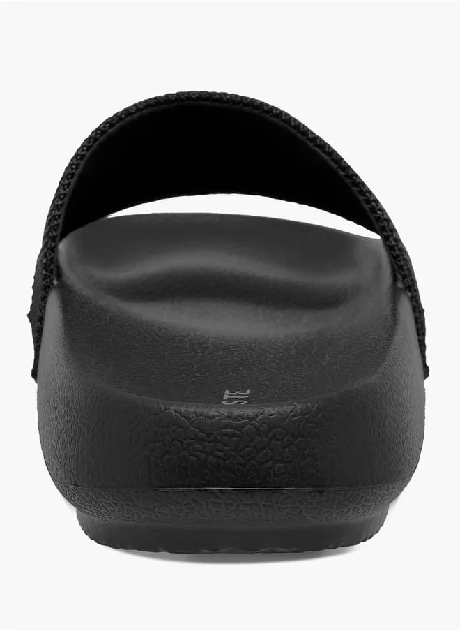سيليست Womens Textured Slide Slippers With Slip-On Closure