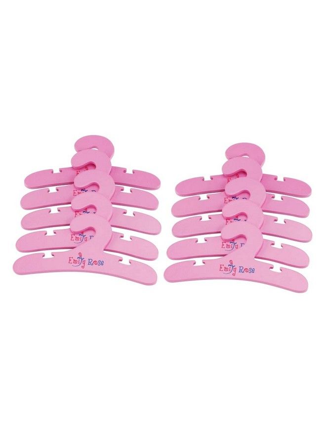 Emily Rose 14 Inch Doll 10 Pack Pink Wooden Hangers ; 14" Doll Closet Clothing Hangers Accessory ; Fits 14"15" Doll Clothes - Image 1