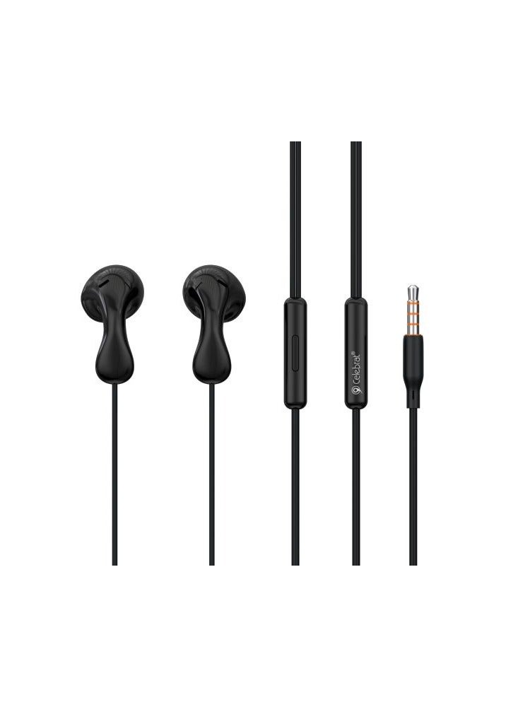 Celebrat G29 Wired Earphones, Stereo Sound, Built-in Mic, 3.5mm Jack - Black - Image 1