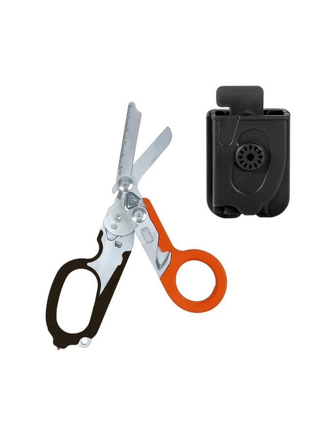 Orange Black Heavy Duty Stainless Steel Emergency Scissors With Black Sheath - Image 3