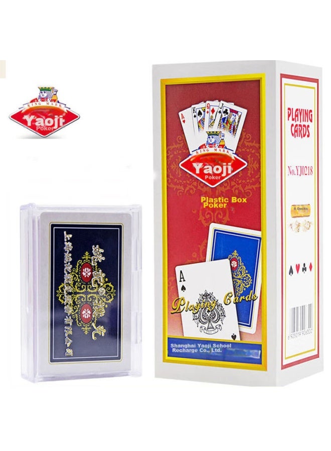 YAOJI Yaoji Plastic Card Box 0218, Dou Dizhu Blue Core, Thickened Plastic Box, 8 Decks - Image 4
