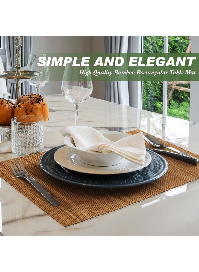 Patelai Set of 24 Bamboo Placemats 15.8x12 Inch Sushi Rolling Mat Japanese Style Wicker Placemats Washable Heat Resistant Table Mats for Dinner Kitchen Wedding Party(Bamboo Color) - Image 4