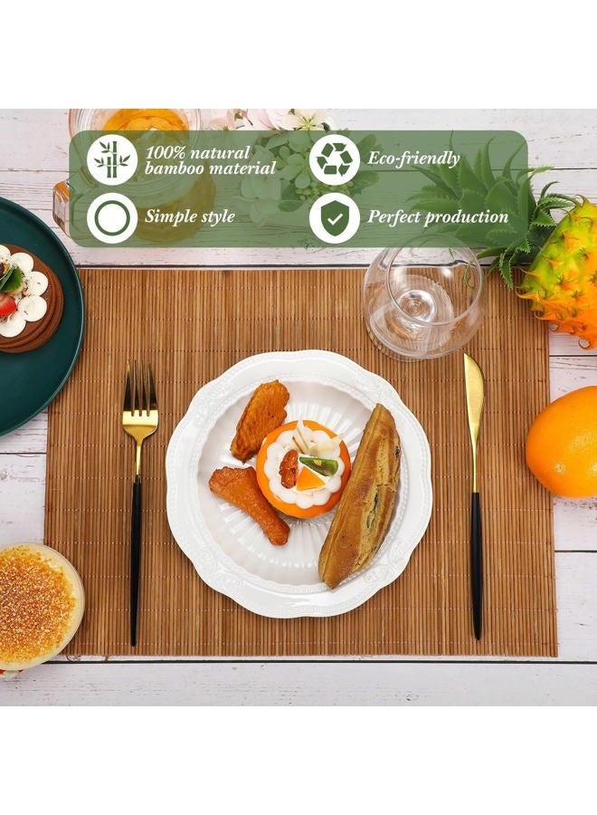 Patelai Set of 24 Bamboo Placemats 15.8x12 Inch Sushi Rolling Mat Japanese Style Wicker Placemats Washable Heat Resistant Table Mats for Dinner Kitchen Wedding Party(Bamboo Color) - Image 2