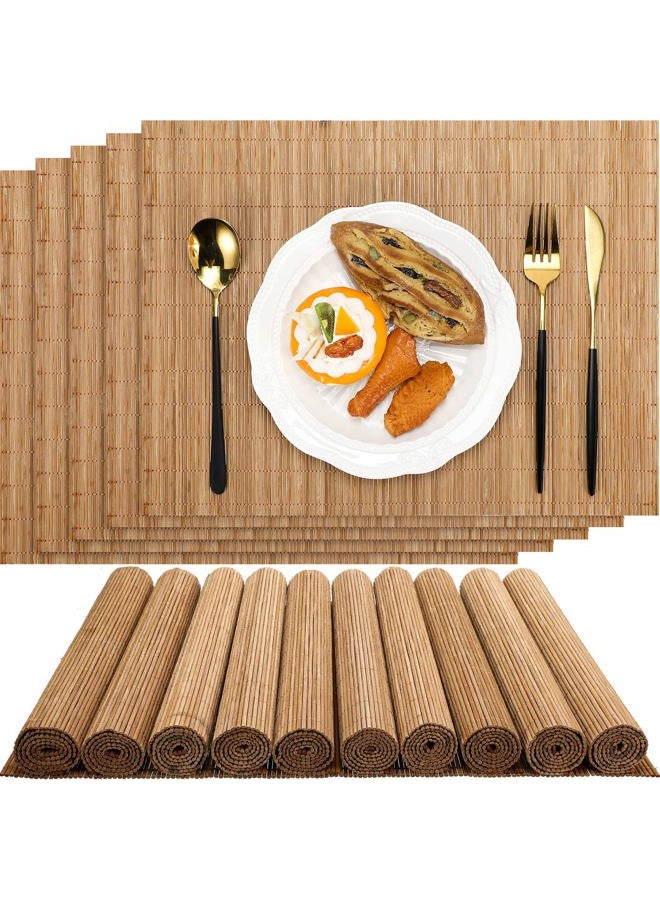 Patelai Set of 24 Bamboo Placemats 15.8x12 Inch Sushi Rolling Mat Japanese Style Wicker Placemats Washable Heat Resistant Table Mats for Dinner Kitchen Wedding Party(Bamboo Color) - Image 1