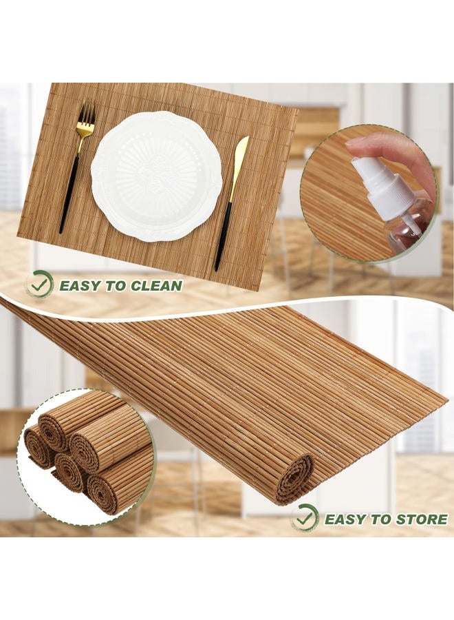 Patelai Set of 24 Bamboo Placemats 15.8x12 Inch Sushi Rolling Mat Japanese Style Wicker Placemats Washable Heat Resistant Table Mats for Dinner Kitchen Wedding Party(Bamboo Color) - Image 5