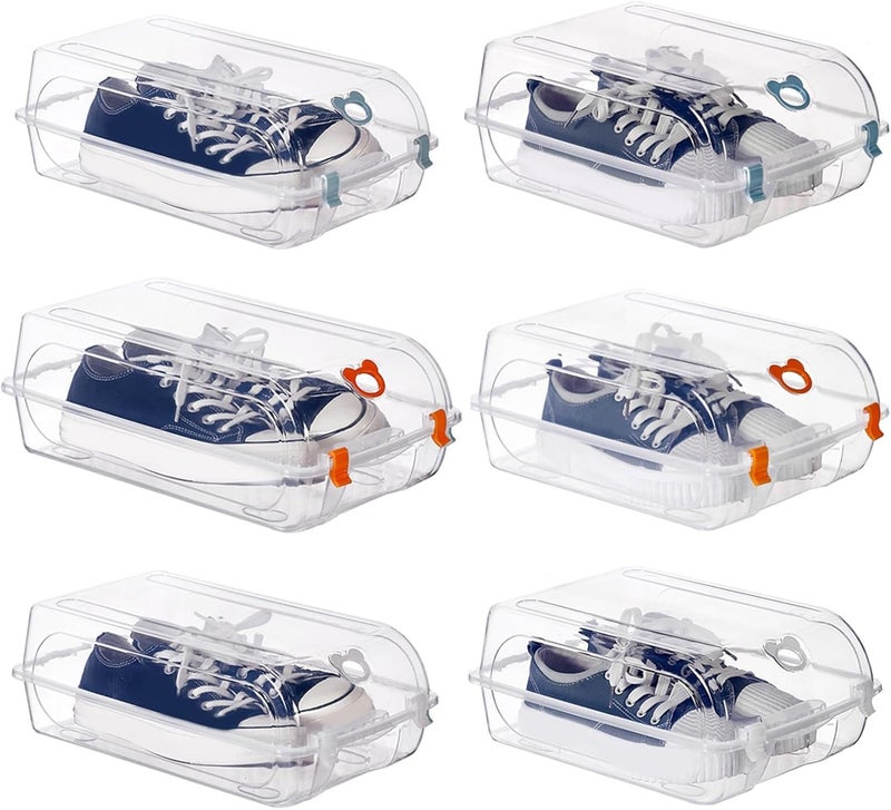 CSM Multipurpose Stackable Rectangular Footwear Storage OrganiserSHOEBOX2 Containers with Lid Clear Plastic Large Pack of 2 - Image 4
