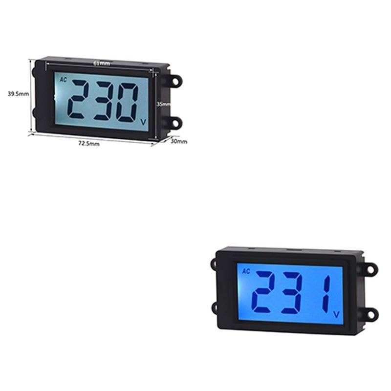 Blue Digital Voltmeter 80 380V AC LCD Display Voltage Monitor Panel Meter Gauge - Image 4