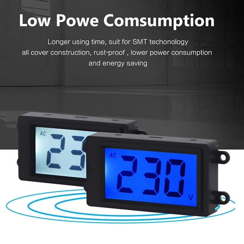 Blue Digital Voltmeter 80 380V AC LCD Display Voltage Monitor Panel Meter Gauge - Image 5