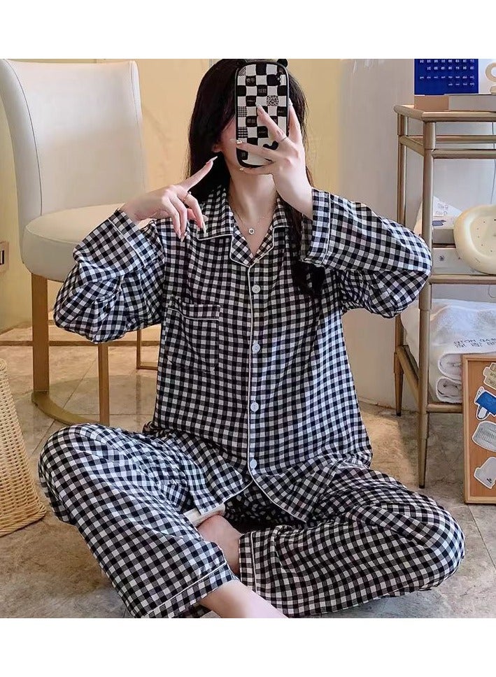 بيوينتي طقم بيجامات نسائي طقم بيجاما نسائي 2 قطعة بأزرار لأسفل بيجامة ناعمة بأكمام طويلة وبنطال طقم ملابس نوم طقم ملابس نوم بنات طقم استراحة - Image 1