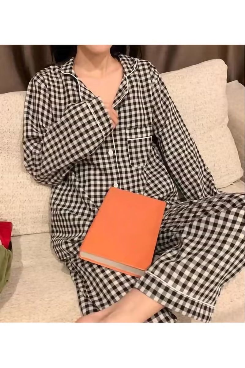 بيوينتي طقم بيجامات نسائي طقم بيجاما نسائي 2 قطعة بأزرار لأسفل بيجامة ناعمة بأكمام طويلة وبنطال طقم ملابس نوم طقم ملابس نوم بنات طقم استراحة - Image 2