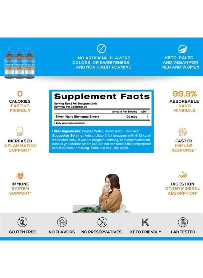 Upgraded Formulas - Colloidal Silver Supplement with Liquid Nano Minerals - Immune System Support - Vegan, Paleo (2 Fluid Ounces) - Image 1