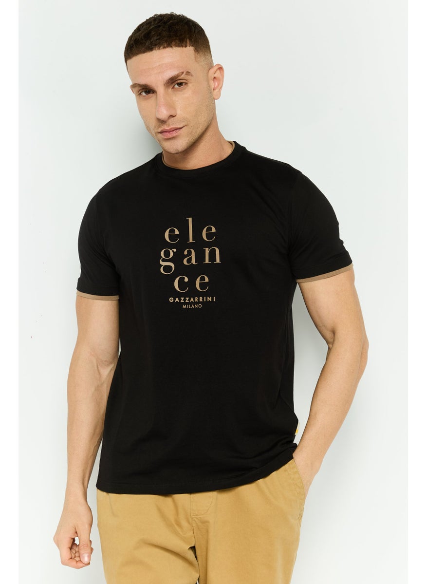 Gazzarrini Men Crew Neck Short Sleeve Graphic T Shirt, Black  - Image 1