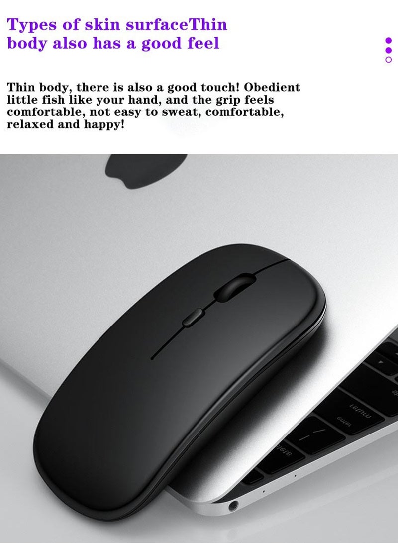 Ultra-Thin Wireless Mouse, Bluetooth 5.0 Dual-Mode Computer Tablet Mute Mouse（Black） - Image 4