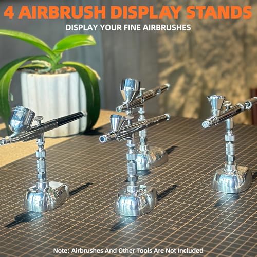 OPHIR 4x ABS Plastic Airbrush Display Holder Station Base Portable Desktop Airbrush Stand with 4x 18 Female 18 Male Airbrush Quick Coupling AdapterAir Brush Holder can Hold Up to 4 Airbrushes - Image 3