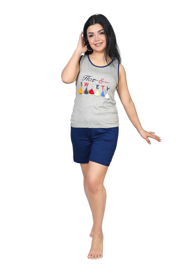 Dadoush Women's pajama shorts made of soft fabric for your sensitive skin - Women's pajama set in attractive colors from the Daadoush brand  - Image 1