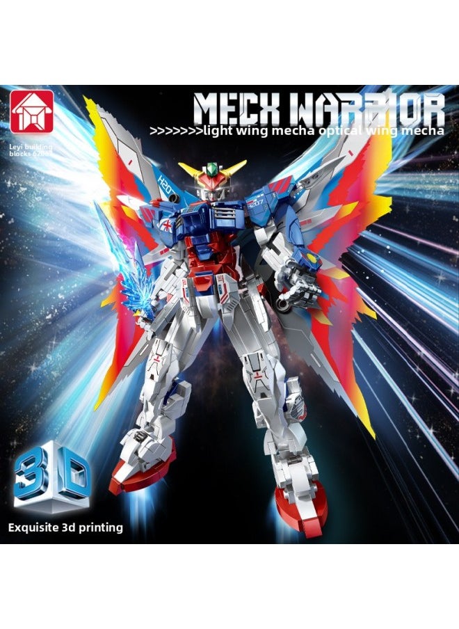 null - Leyi Building Blocks Compatible With Lego Gundam Mecha Attack Warrior Model Robot Assembled Toy Boy Handmade-Color:62067 Light Winged God Armor - Image 1