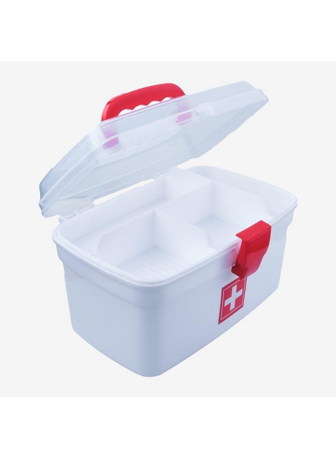 COOFANDY Medical Box, First Aid Empty Medicine Storage Box | Organizer | Attached Handle | Family Emergency Kit | Detachable Tray | Easily Accessible with a Transparent Lockable Lid | White - Image 3