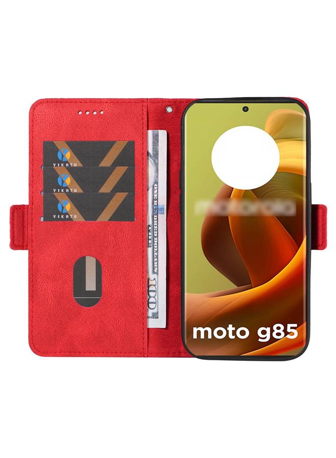 S-TOP Case For Motorola Moto G85 Dual-color Rhombic Lattice Leather Phone Case - Image 4