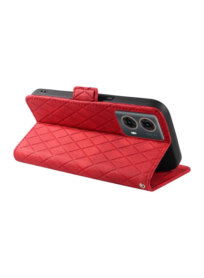 S-TOP Case For Motorola Moto G85 Dual-color Rhombic Lattice Leather Phone Case - Image 5