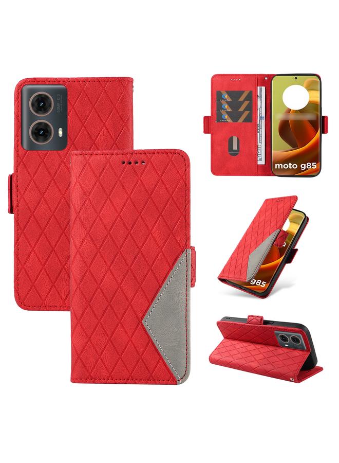 S-TOP Case For Motorola Moto G85 Dual-color Rhombic Lattice Leather Phone Case - Image 1