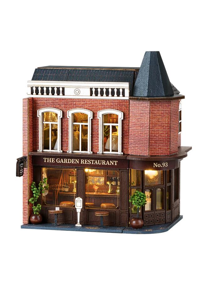 الأزرق جي دبليو بيت الحكمة ديي كوخ المنزل الصغير الجديد نموذج خشبي يدوي كوخ على الطراز الأوروبي لعبة بناء صغيرة - Image 5