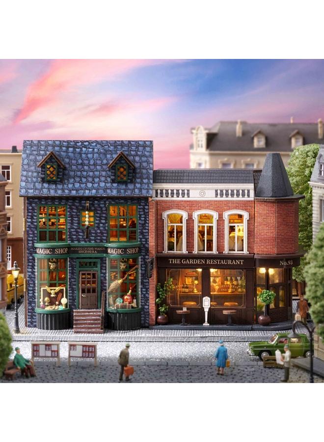 الأزرق جي دبليو بيت الحكمة ديي كوخ المنزل الصغير الجديد نموذج خشبي يدوي كوخ على الطراز الأوروبي لعبة بناء صغيرة - Image 2