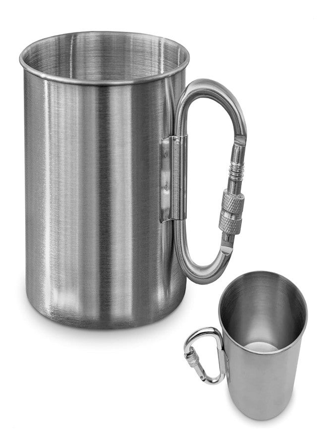 VIKROM Stainless Steel Camping Mug with Carabiner - 13.5 Oz Hiking Cup Metal Mug with Handle Camping Mugs - Carabiner Mug Handle Camping Cups & Mugs - Image 1