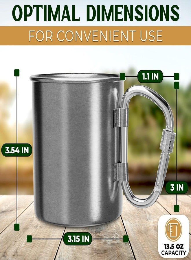 VIKROM Stainless Steel Camping Mug with Carabiner - 13.5 Oz Hiking Cup Metal Mug with Handle Camping Mugs - Carabiner Mug Handle Camping Cups & Mugs - Image 2