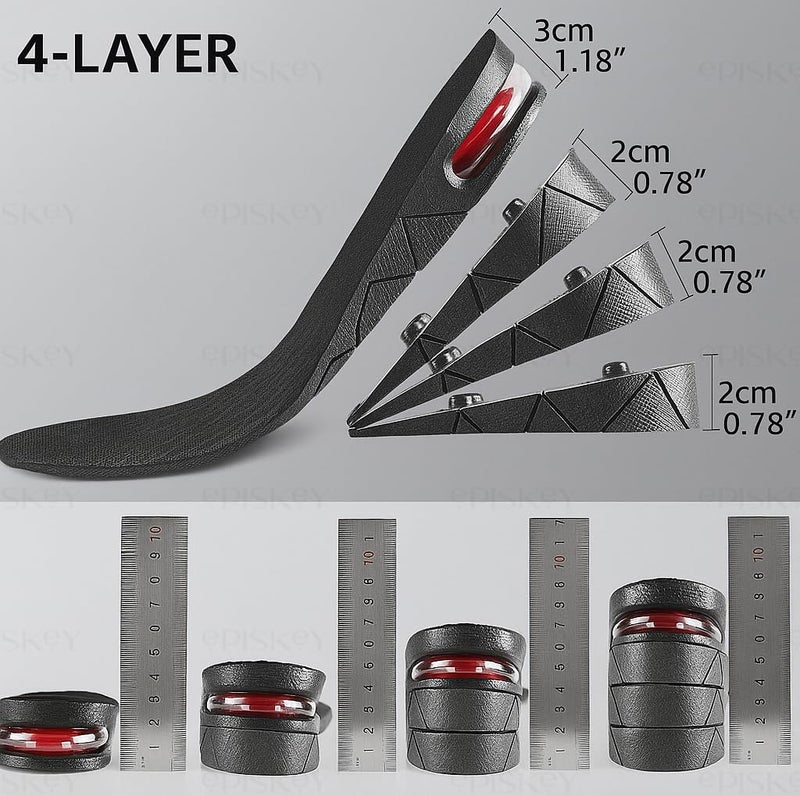 QIQI Height Increasing Insoles for Men & Women | Adjustable 4-Layer Shoe Lift Inserts | Comfortable, Breathable & Cushioned Heel Pads | Hidden Height Booster Insoles Up to 9 CM - Image 3