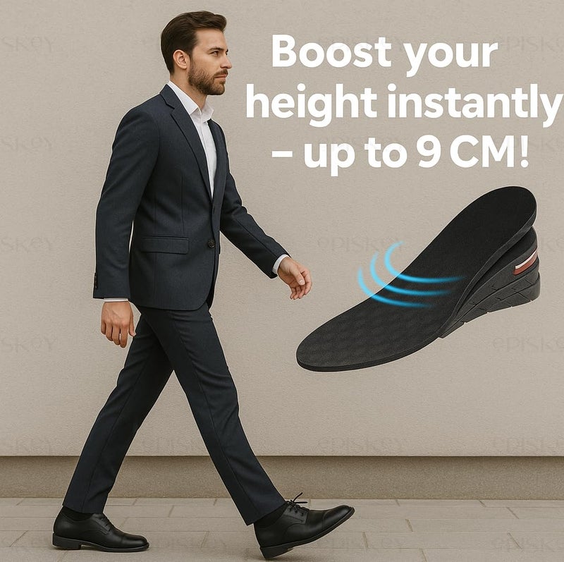 QIQI Height Increasing Insoles for Men & Women | Adjustable 4-Layer Shoe Lift Inserts | Comfortable, Breathable & Cushioned Heel Pads | Hidden Height Booster Insoles Up to 9 CM - Image 2