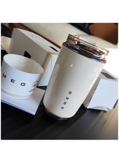 smeg Travel Coffee Mug, 240ml-320ml Insulated Beverage Cup With Leakproof Lid, Long Lasting Coffee Tumbler With Lid And Straw, Travel Coffee Thermos White  - Image 2