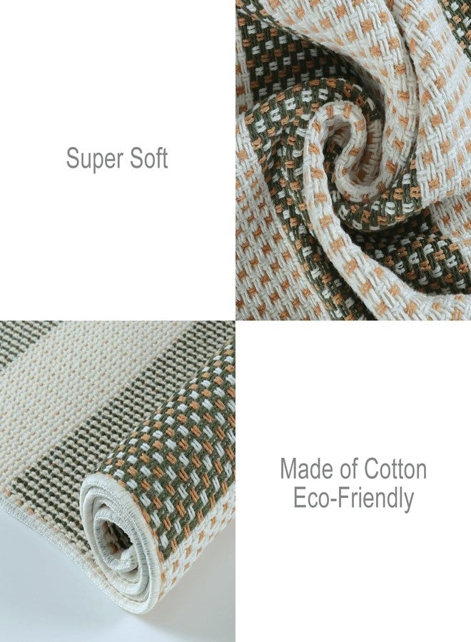 OJIA Green and White Striped Rug 24"x51" Washable Fall Front Door Mat Halloween Doormat Woven Entry Rug Cotton Indoor Outdoor Rug Small Checkered Rugs for Front Porch Kitchen Entryway Patio Bathroom - Image 5