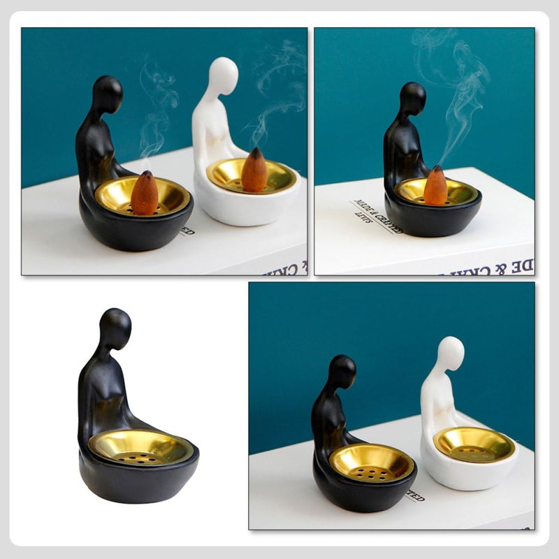 ملخص جالس أنثى راتنجية حارقة البخور مبخرة أسود عطري موقد ديكور المنزل - Image 4