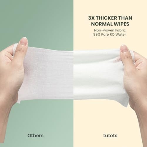 Tütots Ultra Thick Aqua Baby Wipes - 99% RO Water Infused with Lemon Blossom & Tangelo - Ideal Wipes for New Born Baby - Wet Wipes for Cleaning - Soft & Gentle Baby Wet Wipes (Pack of 4) - Image 2