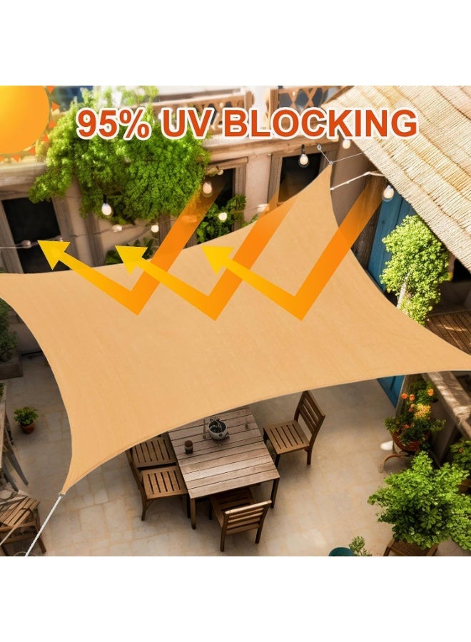 Jorunb Sun Shade Sail Rectangle Sun Shade Canopy Water Permeable UV Block Sunshade Sail Shade for Backyard Yard Deck Patio Garden Outdoor Activities Sunshade Cover - Image 2
