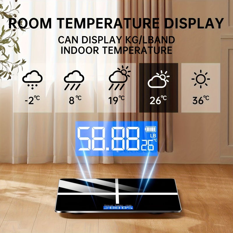 مقياس وزن رقمي أبيض بشاشة LCD حتى 180 كجم للاستخدام المنزلي أو في صالة الرياضة أو الحمام - Image 2