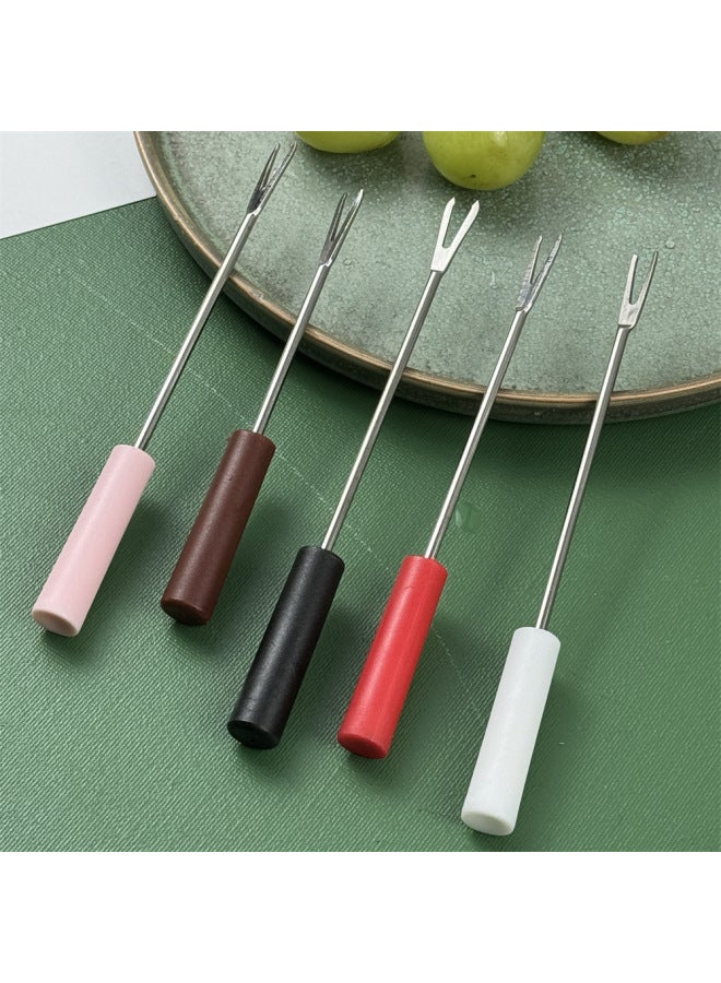 Creative Plastic Round Head Fruit Fork Multi-use Western Tableware Two-tooth Salad Dessert Cake Snacks Stainless Steel Fork-Specifications:Round Short Handle 201 Material - Image 4
